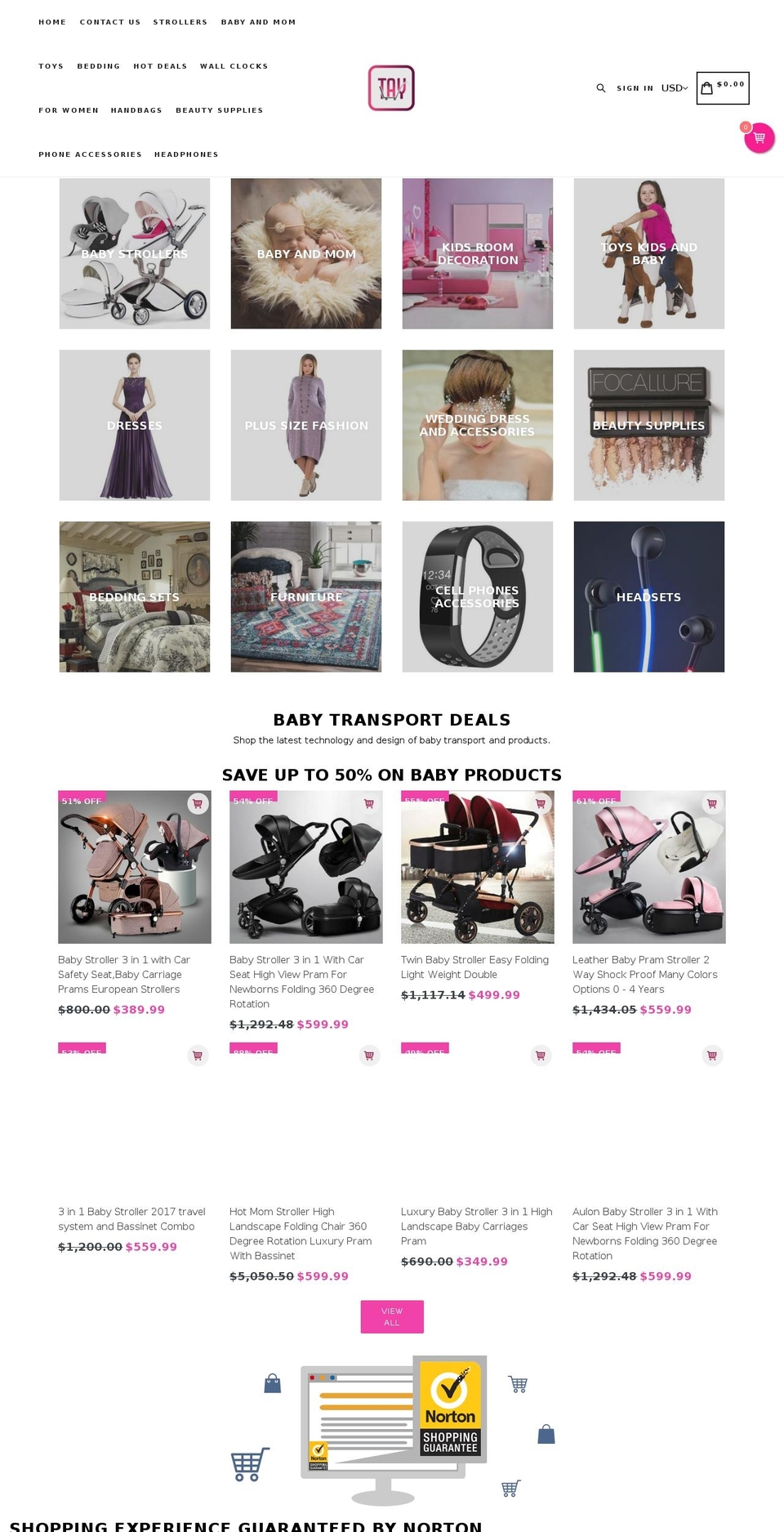 tayonlinestore.com — Shopify storefront screenshot