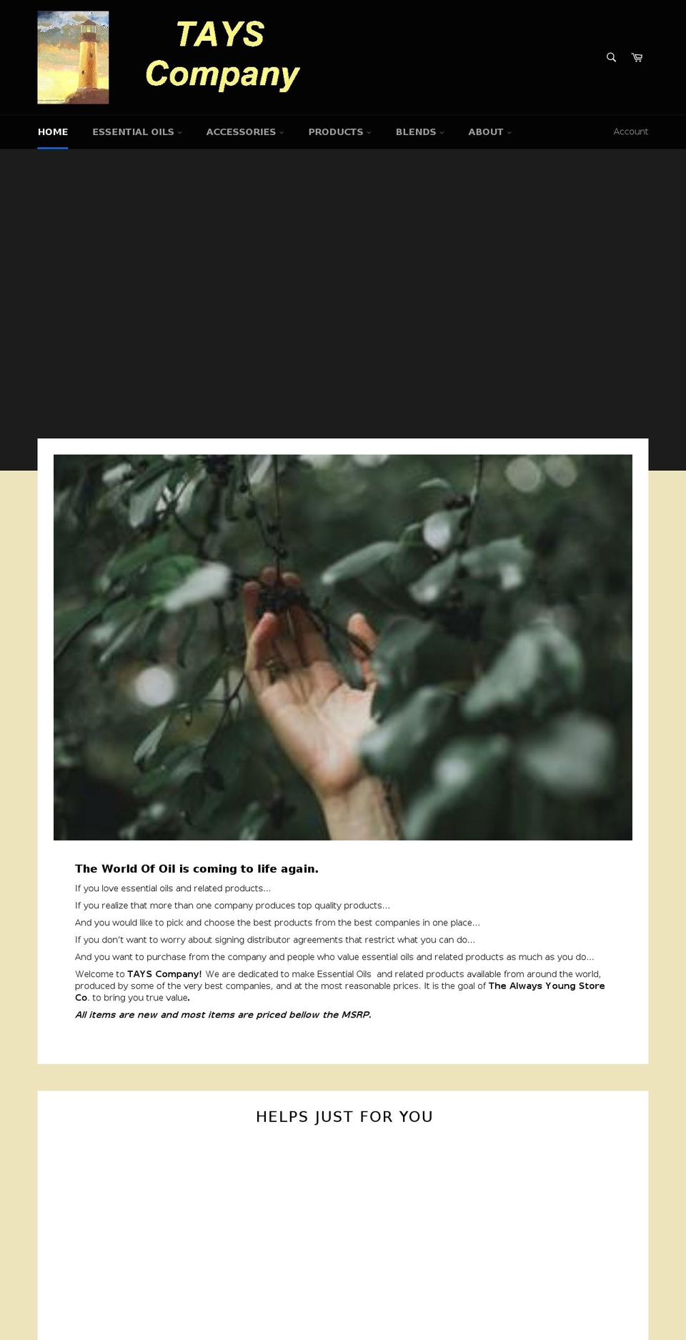 tayscompany.com — Shopify storefront screenshot