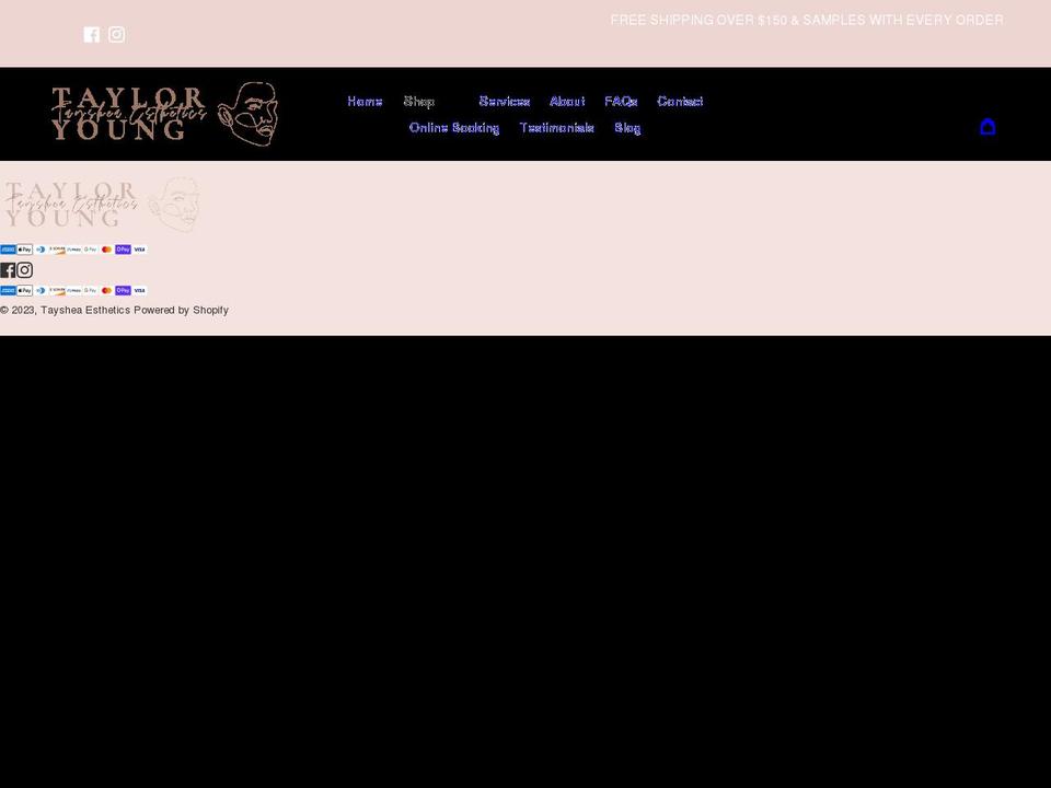 taysheaesthetics.com shopify website screenshot