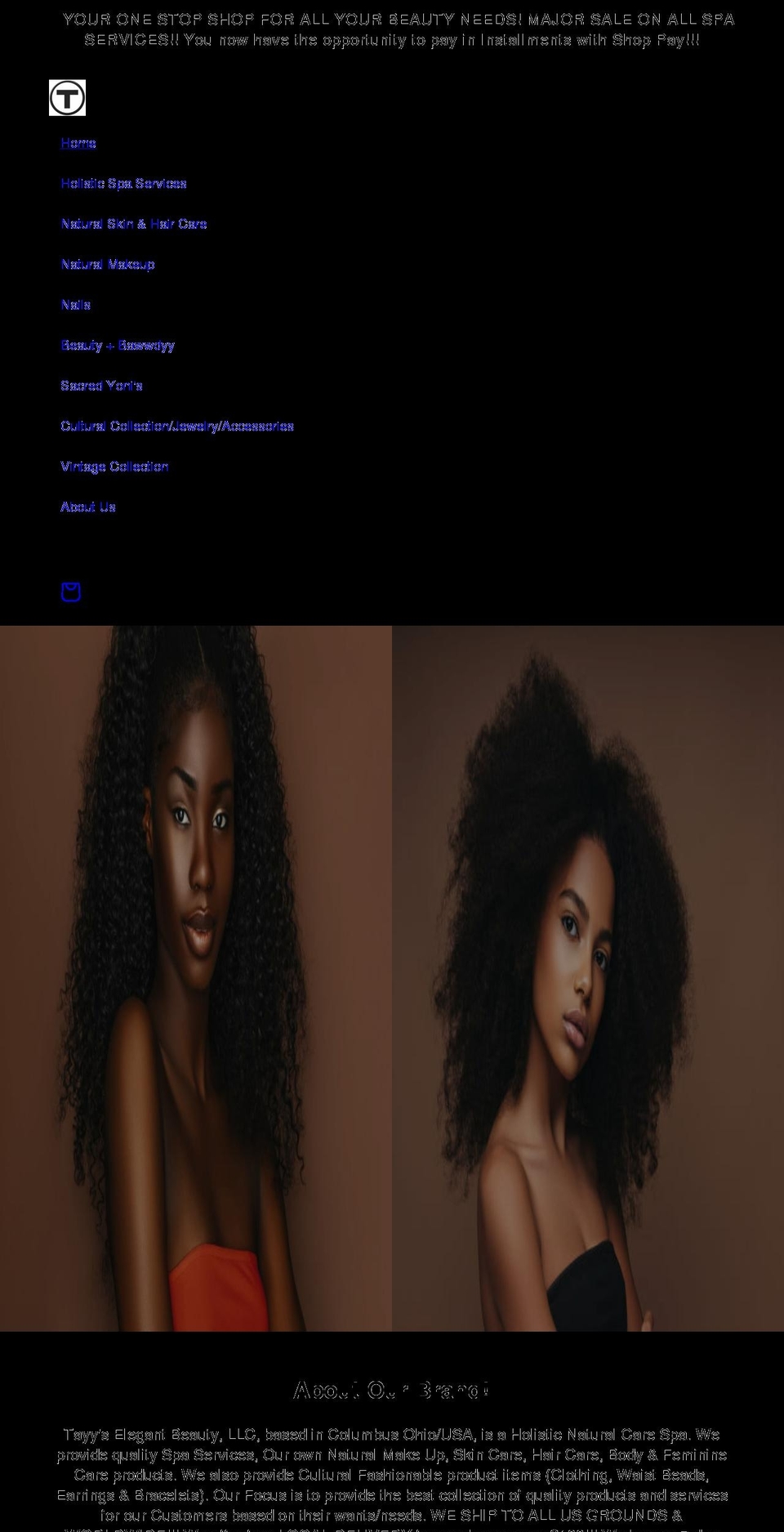 tayyselegantbeauty.com shopify website screenshot
