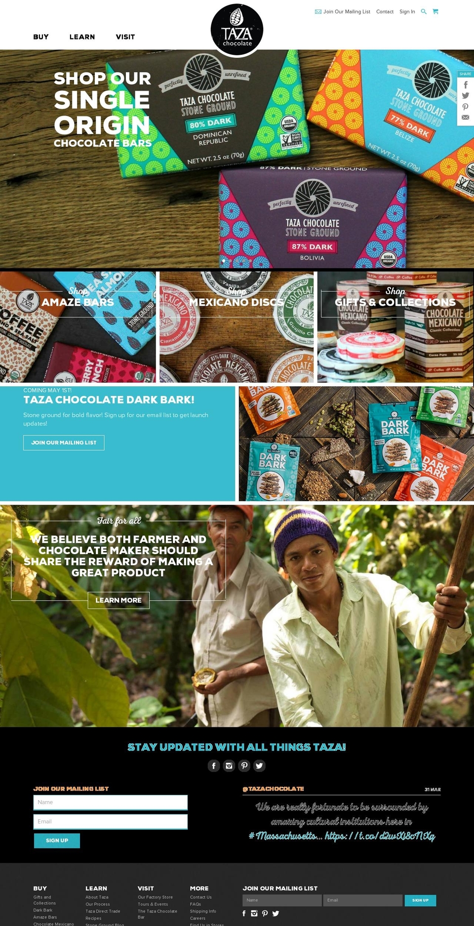 tazachocolate.com shopify website screenshot