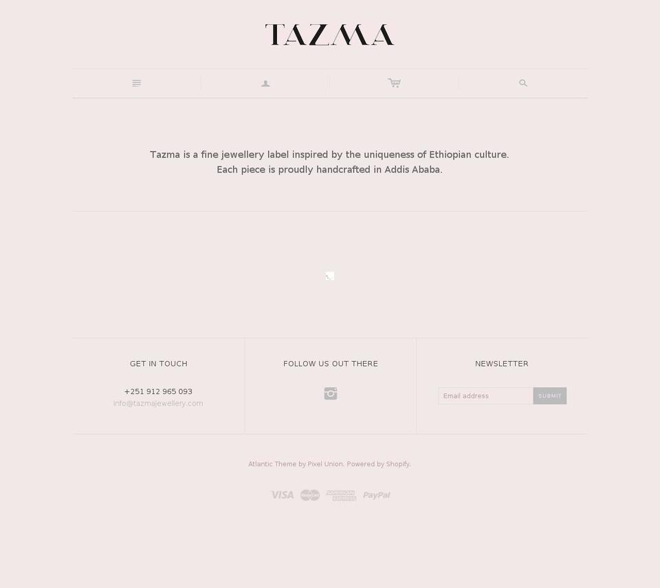 tazmajewellery.com shopify website screenshot