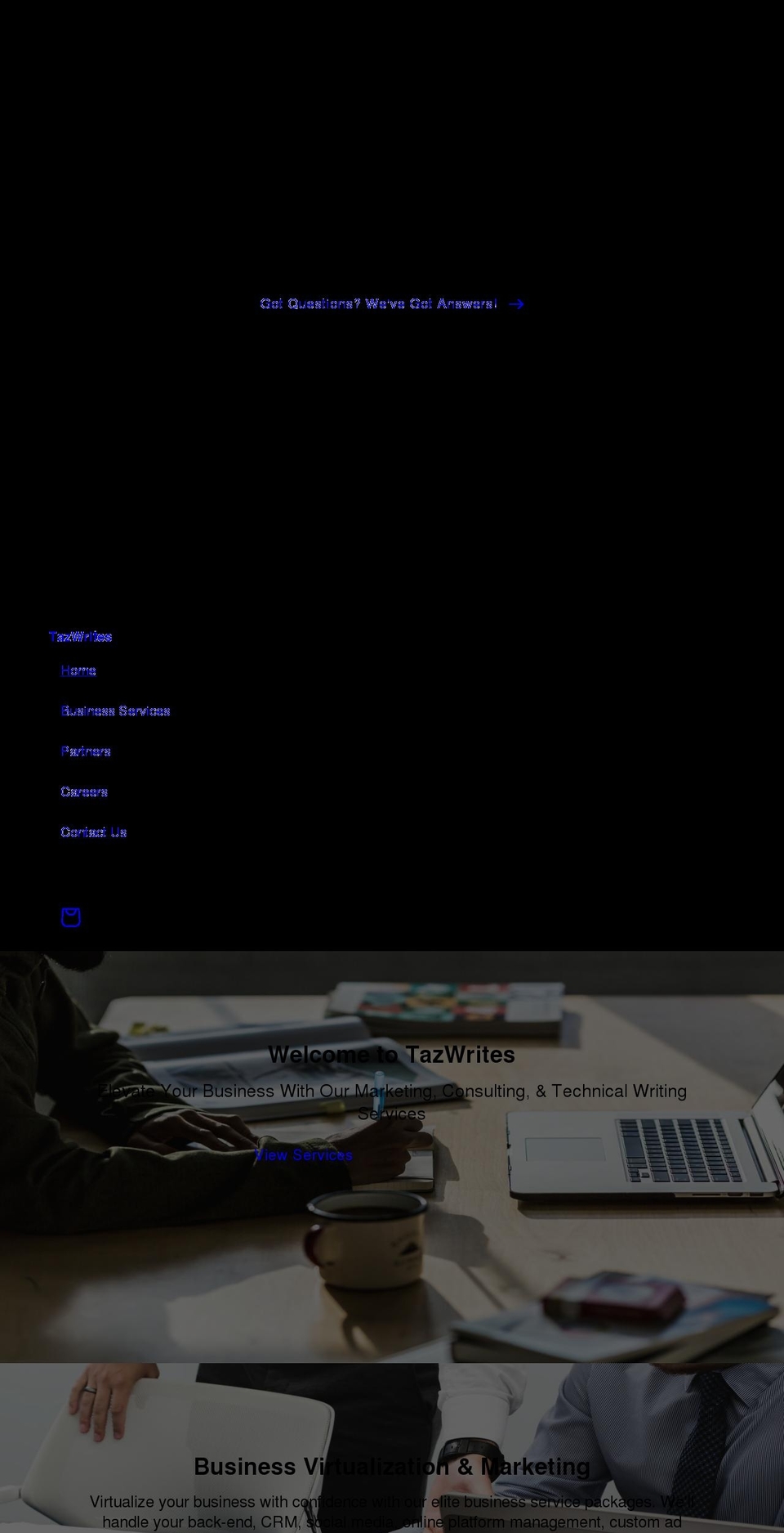 tazwrites.com shopify website screenshot