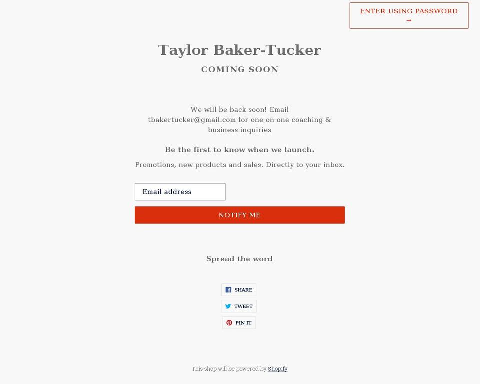 tbakertucker.com shopify website screenshot