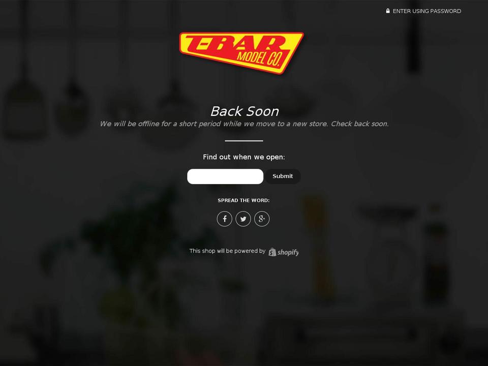 tbarmodelco.com.au shopify website screenshot