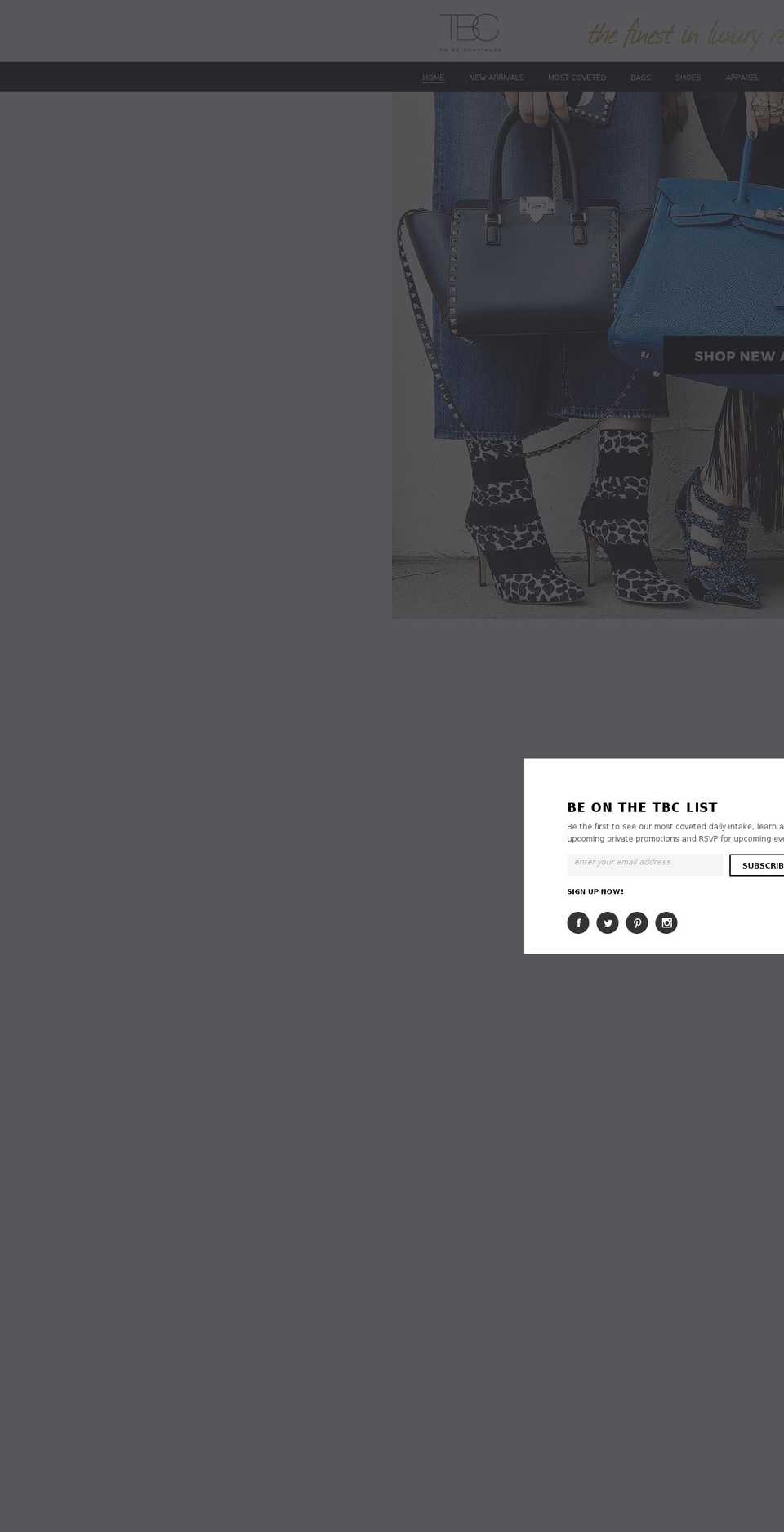 tbcboutiques.com shopify website screenshot
