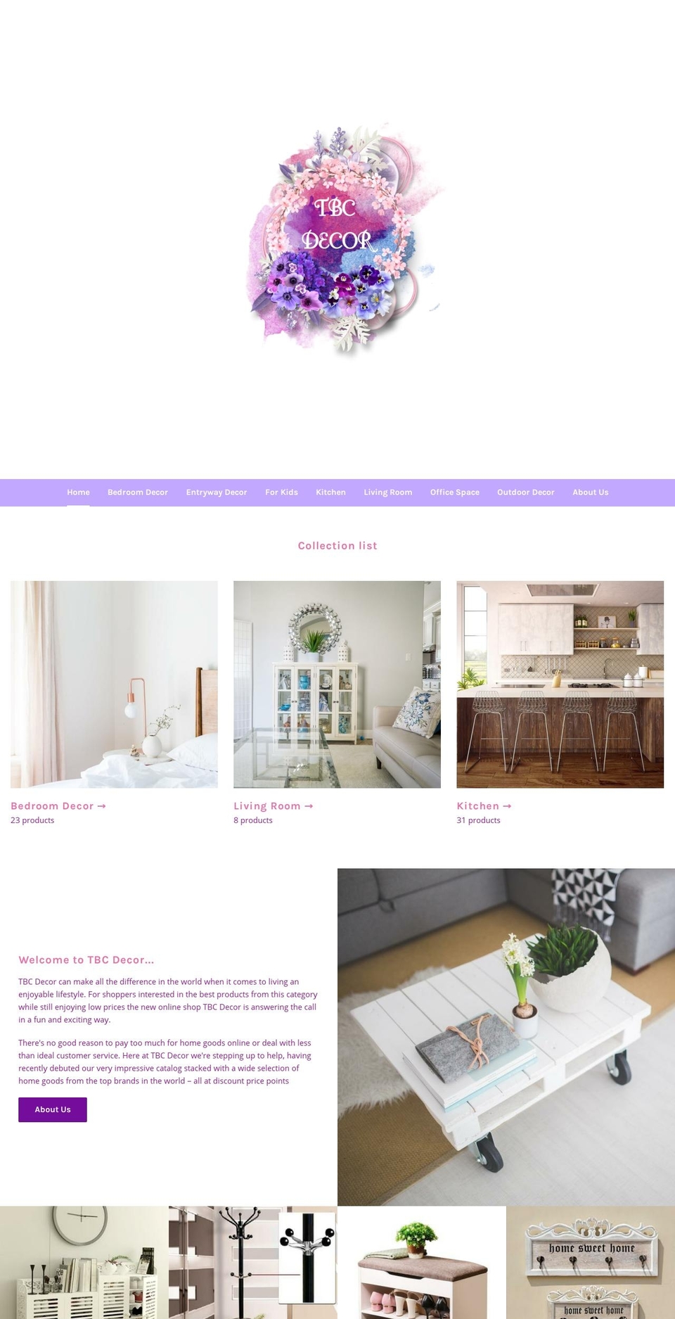 tbcdecor.com shopify website screenshot