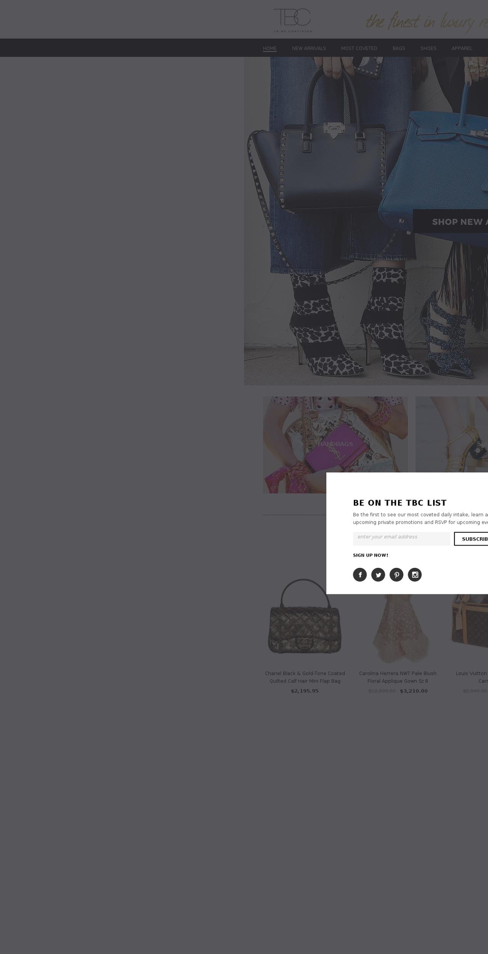 tbcresale.com shopify website screenshot