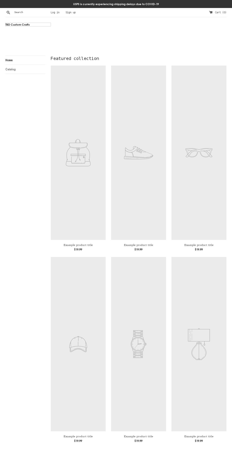 tbdcustomcrafts.com shopify website screenshot