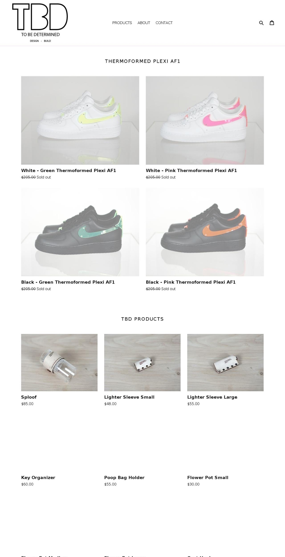tbdinprocess.com — Shopify storefront screenshot