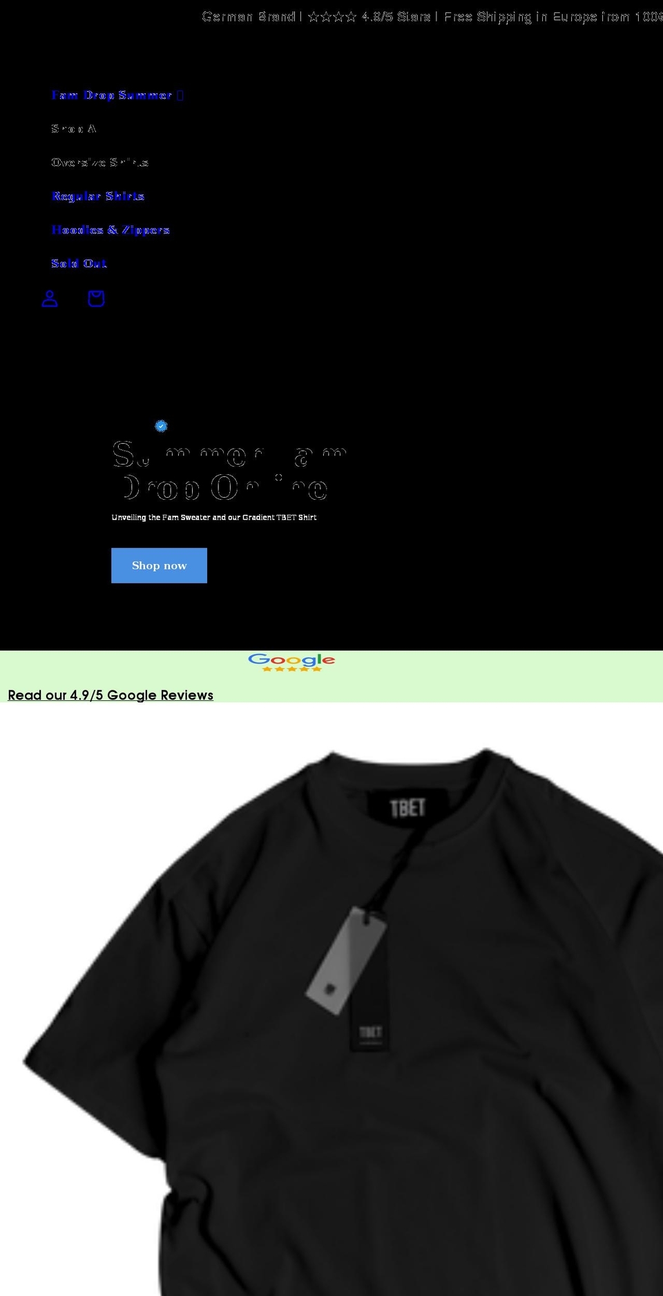 tbetwear.com shopify website screenshot