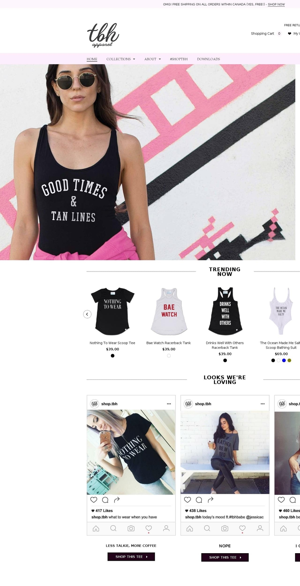 tbhapparel.com shopify website screenshot