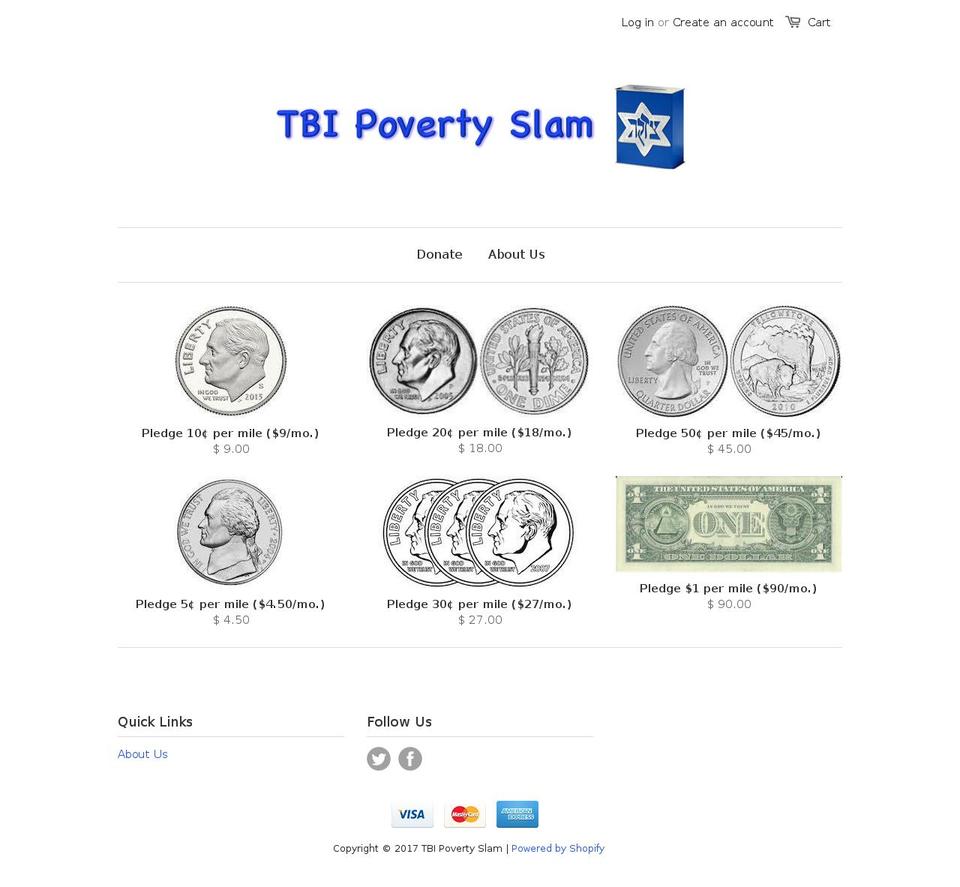 tbipovertyslam.com shopify website screenshot