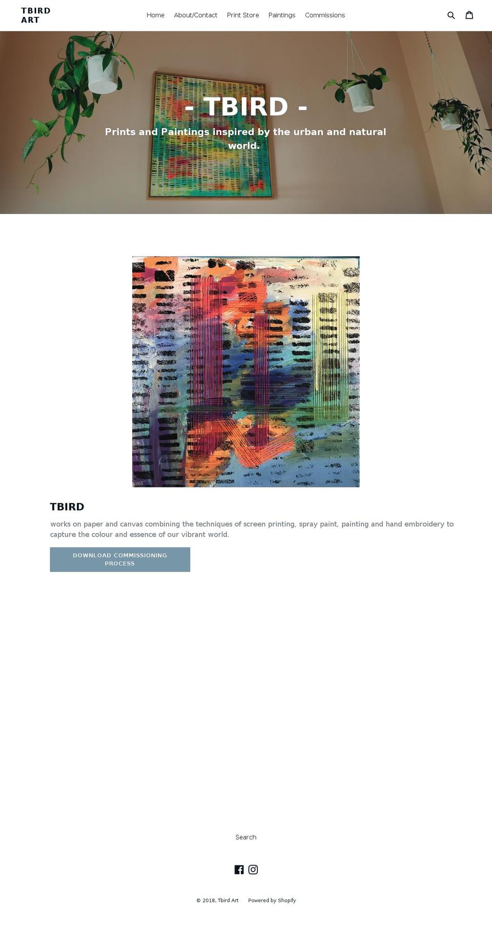 tbirdart.com — Shopify storefront screenshot
