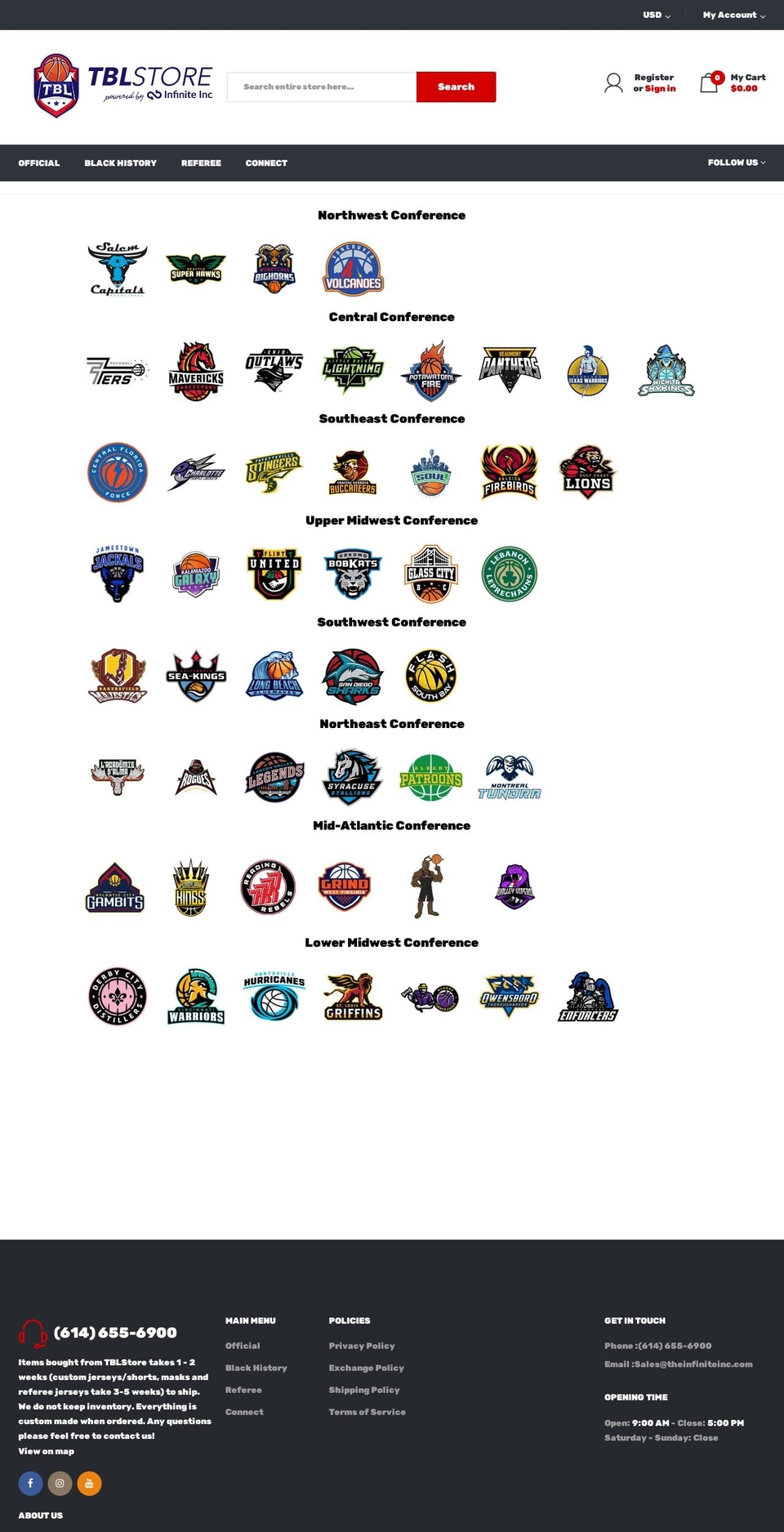 tblstore.net shopify website screenshot