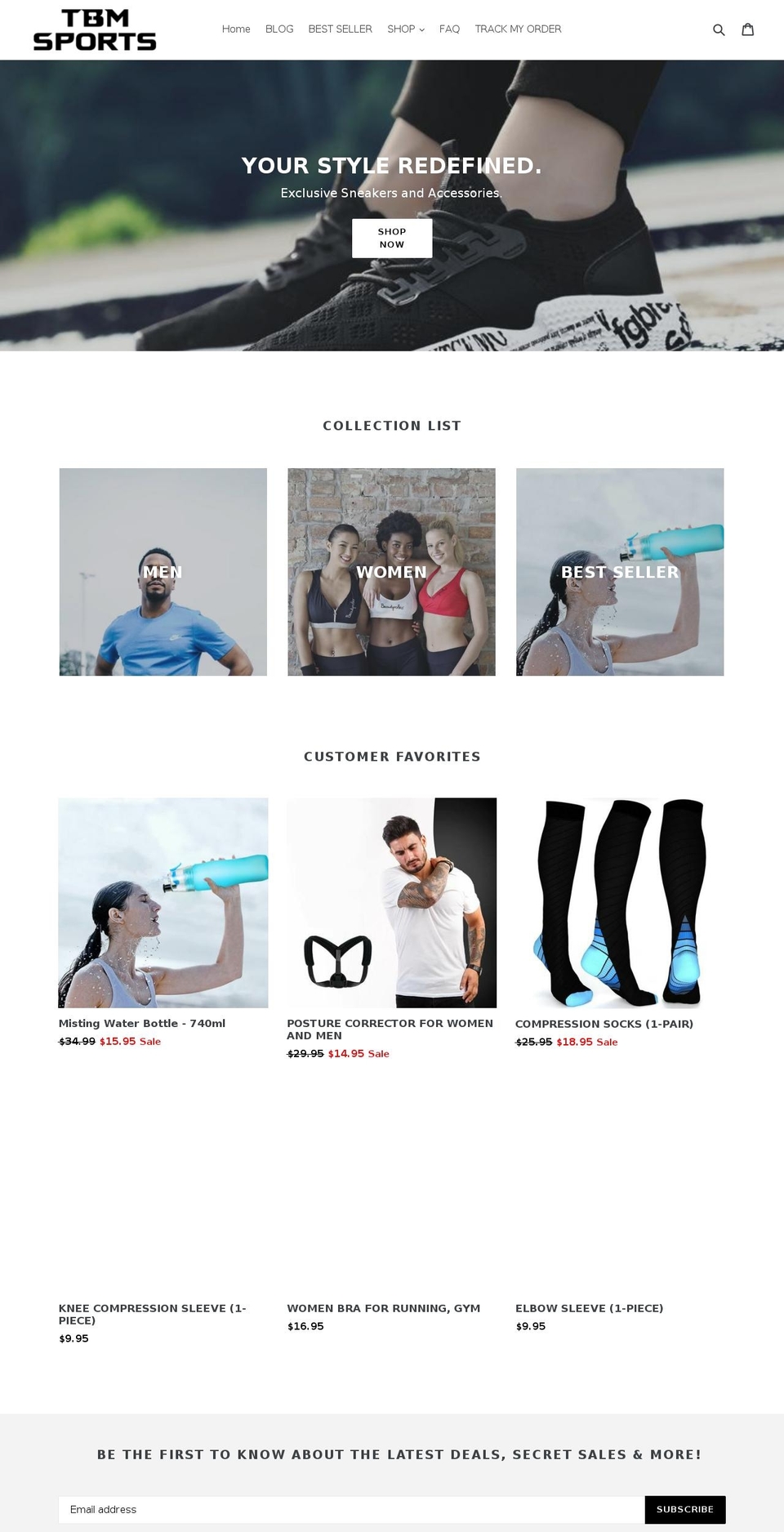 tbmsports.com shopify website screenshot