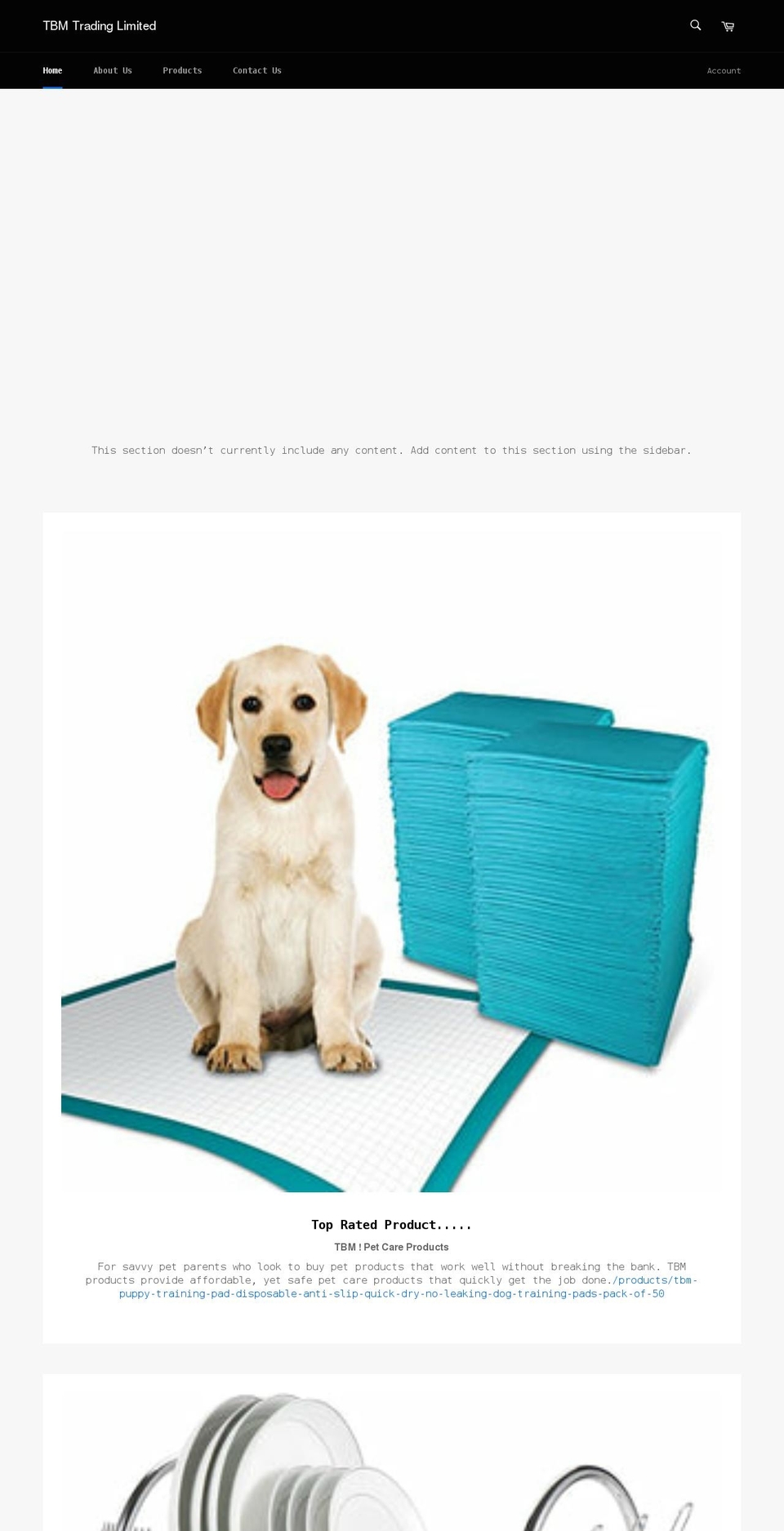 tbmtrading.com shopify website screenshot