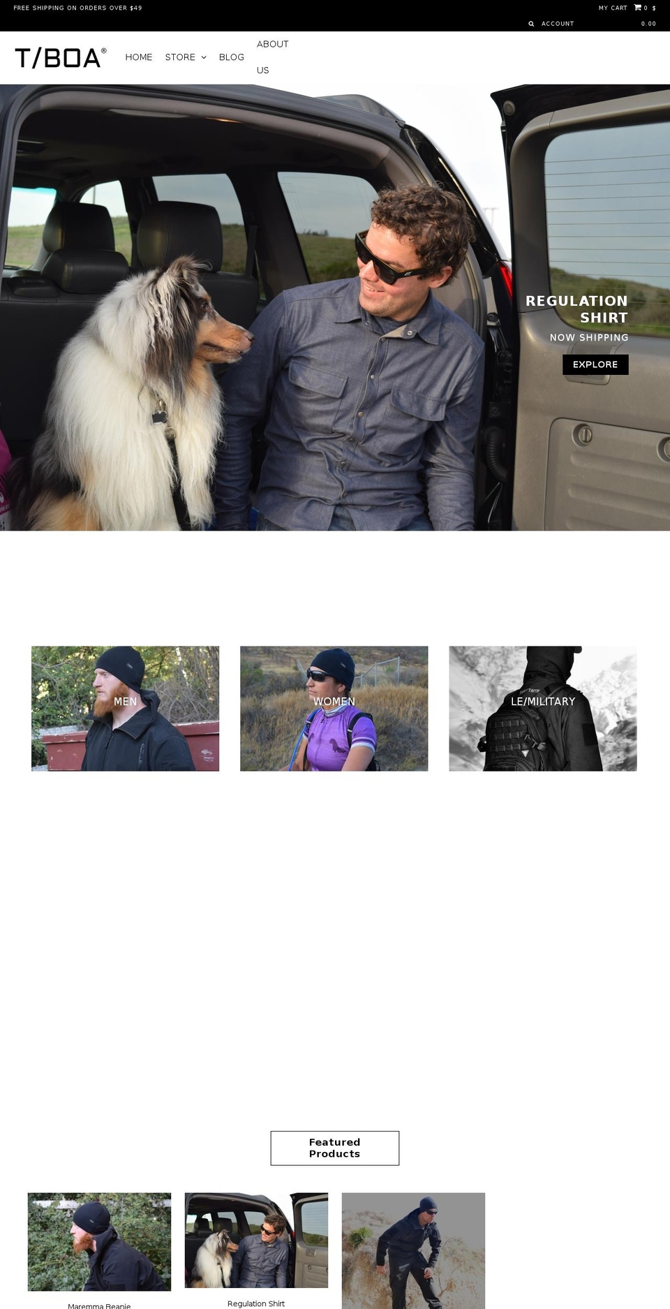 tboaoutdoor.com shopify website screenshot