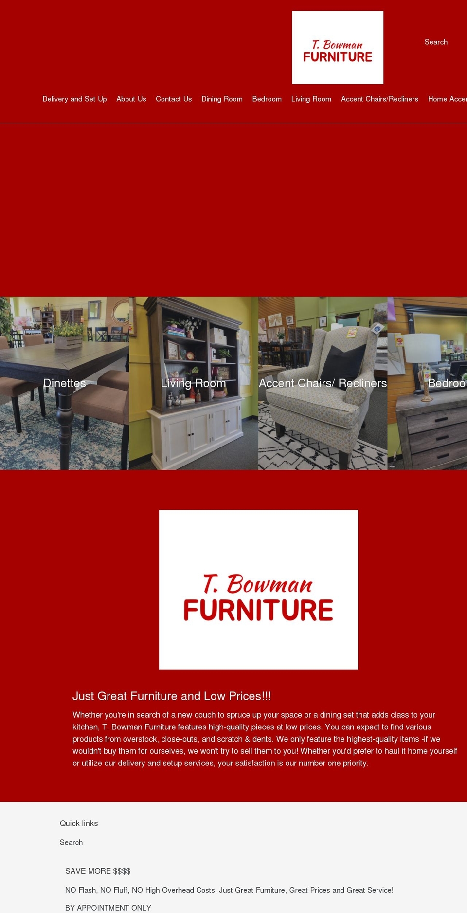 tbowmanfurniture.com shopify website screenshot