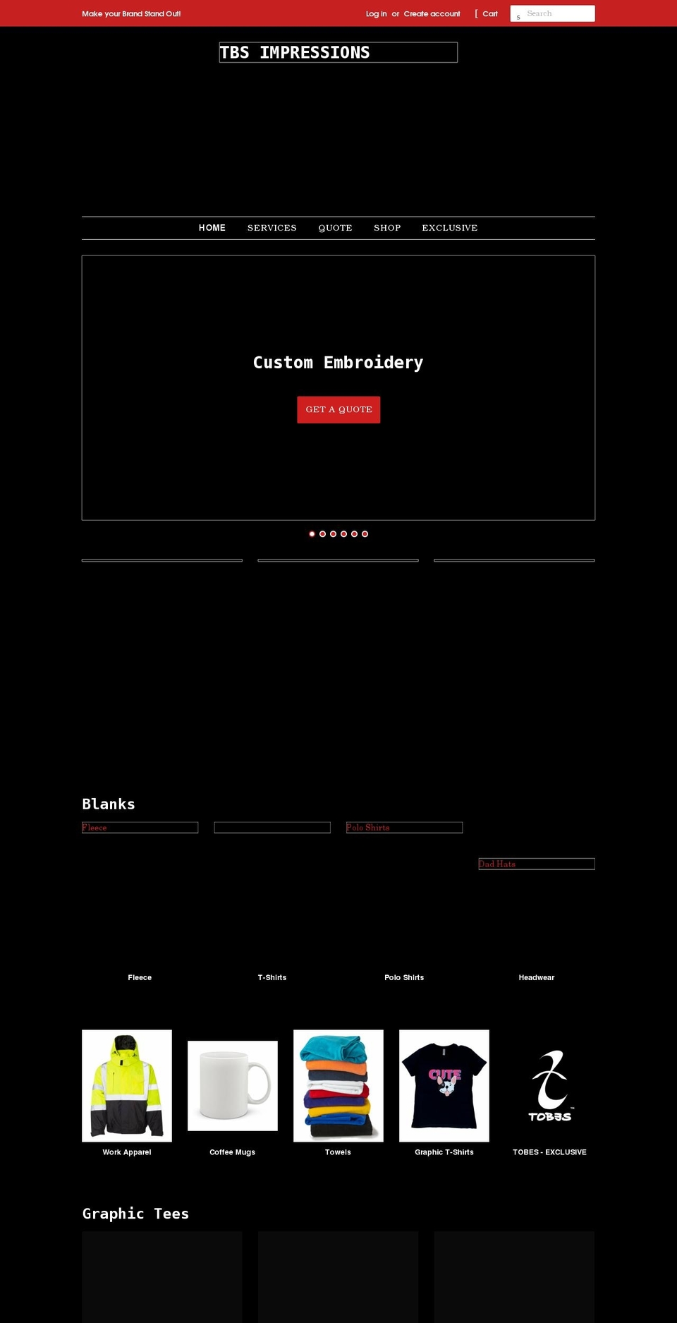 tbsimpressions.com shopify website screenshot