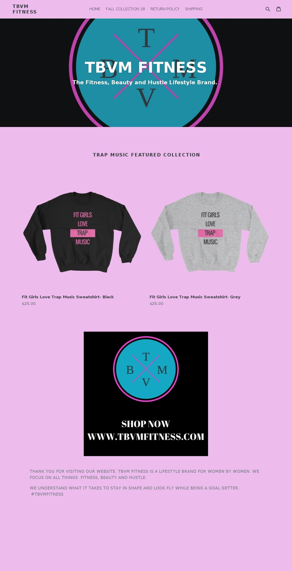 tbvmfitness.com — Shopify storefront screenshot