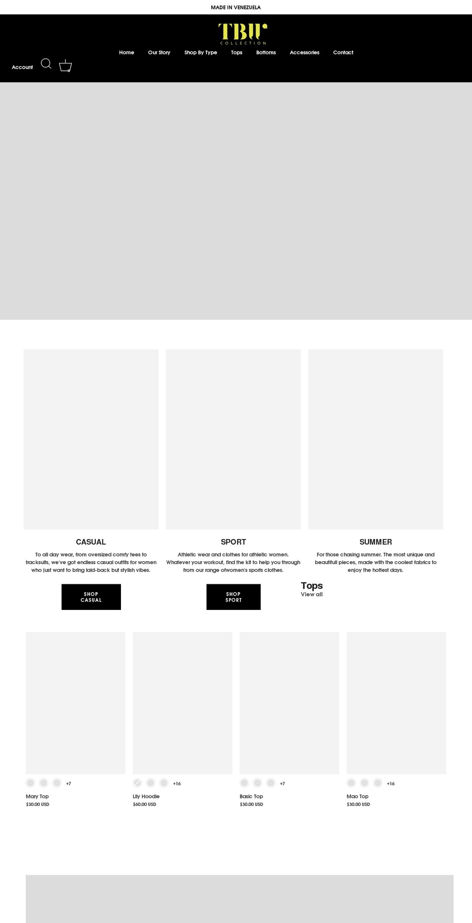 tbwcollection.com shopify website screenshot