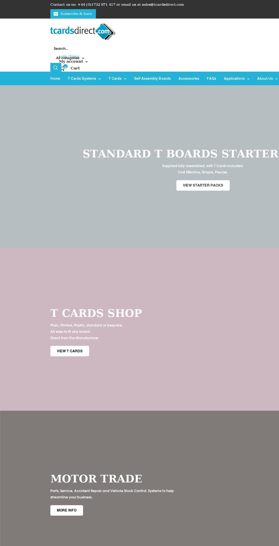 tcardsdirect.co.uk shopify website screenshot