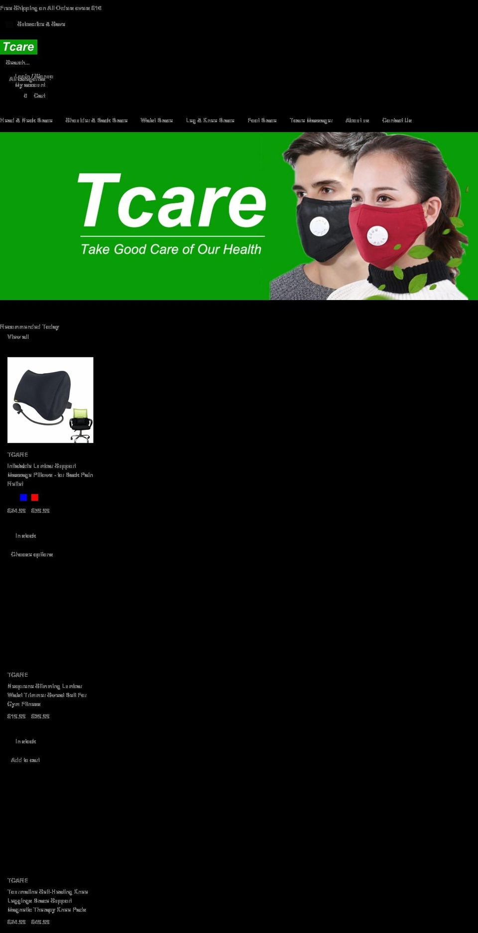 tcaretcare.com shopify website screenshot