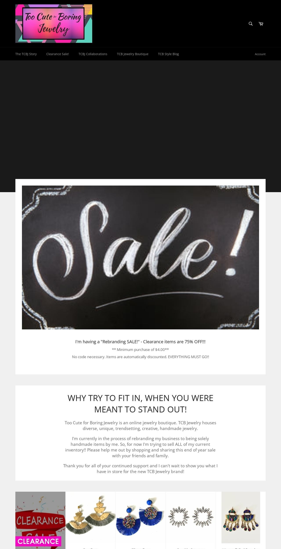 tcbjewelryshop.com shopify website screenshot