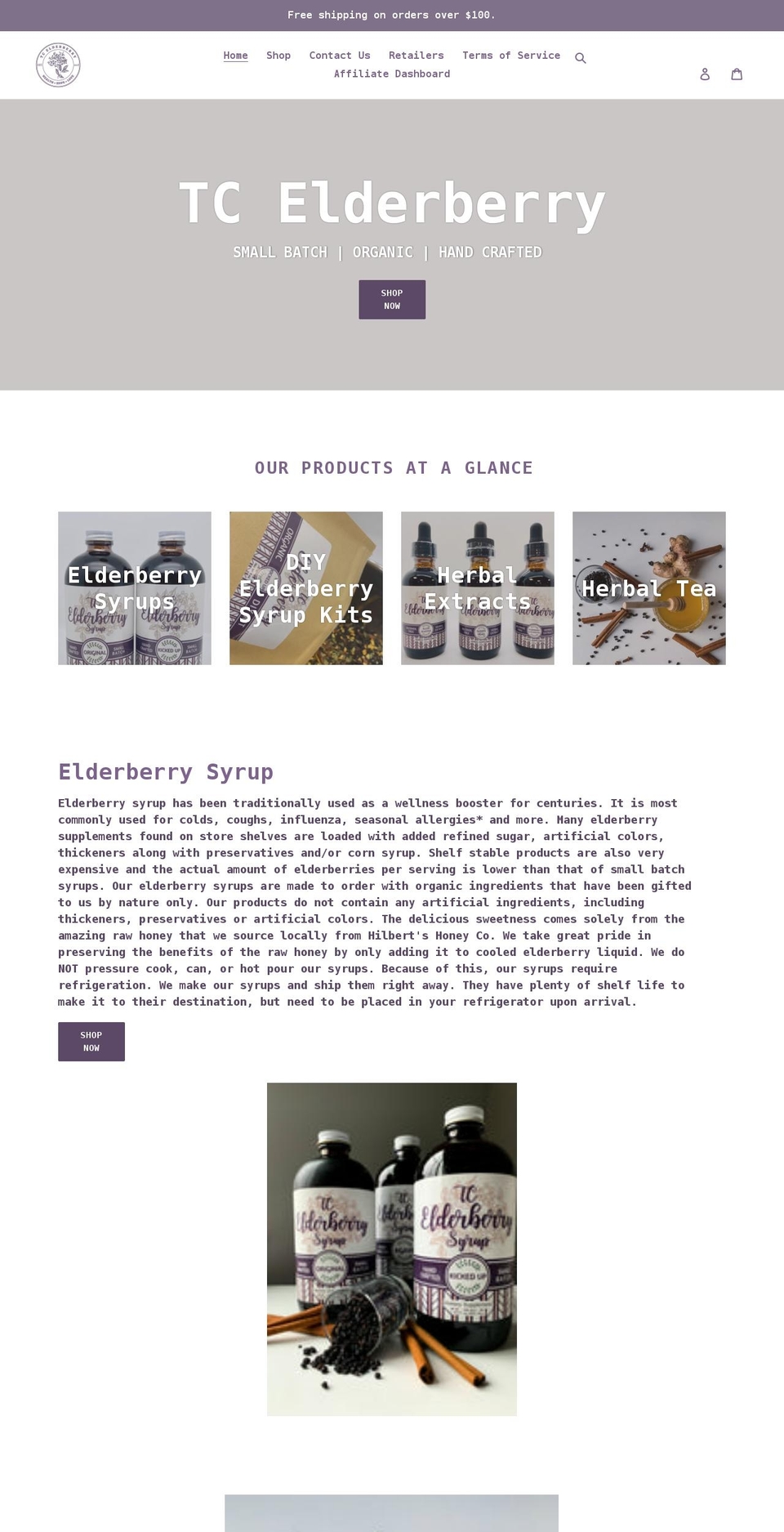 tcelderberry.com shopify website screenshot