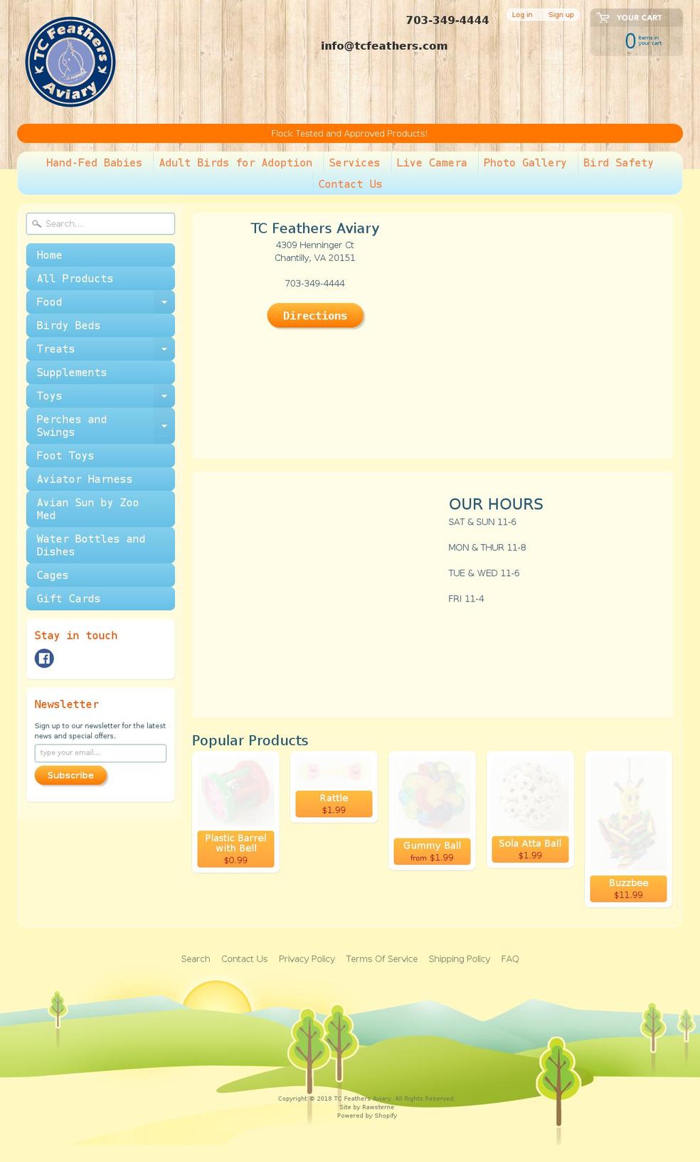 tcfeathers.com shopify website screenshot