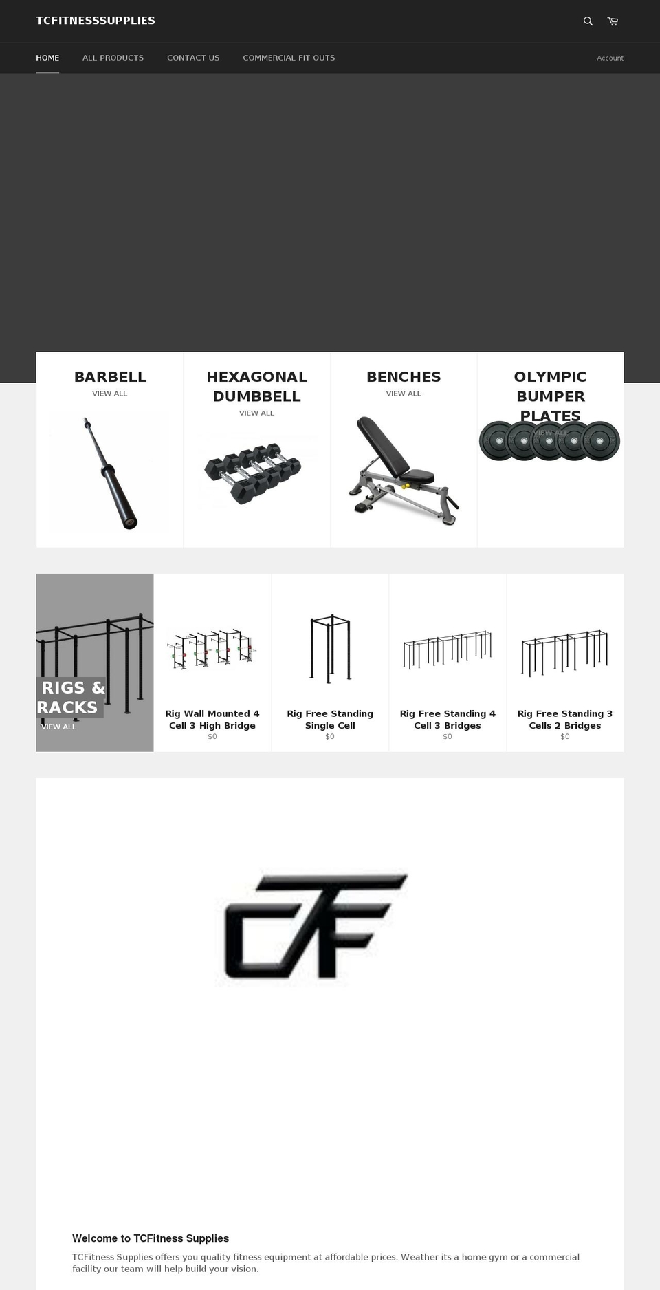 tcfitnesssupplies.com — Shopify storefront screenshot