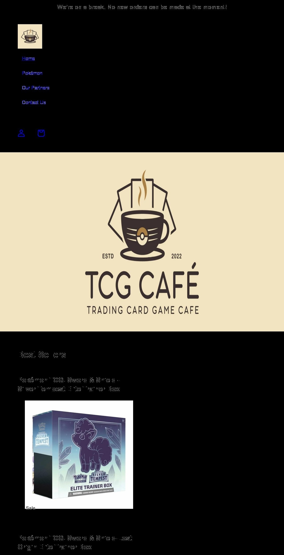 tcgcafe.com shopify website screenshot