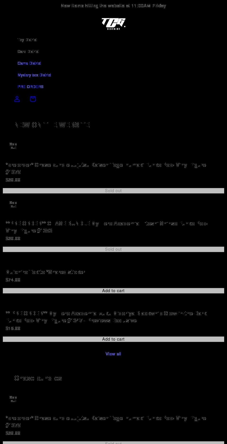 tcgdistrict.com shopify website screenshot