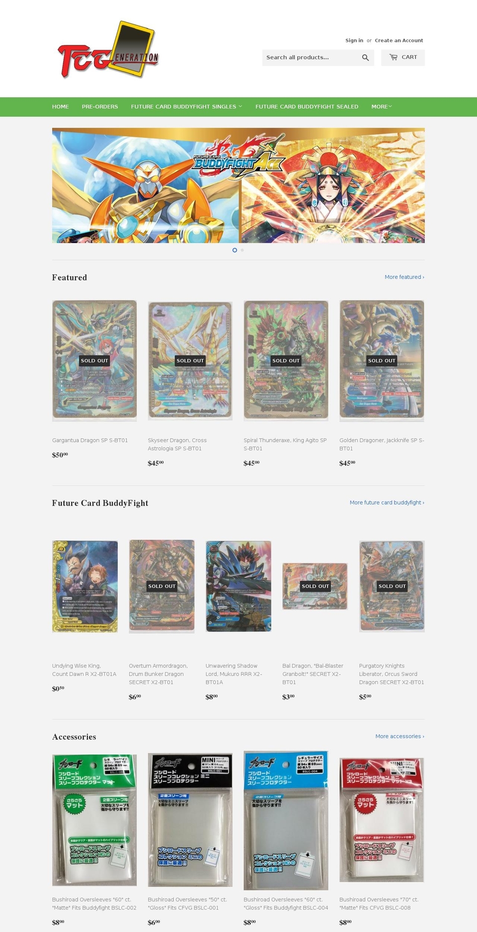 tcgen.net shopify website screenshot