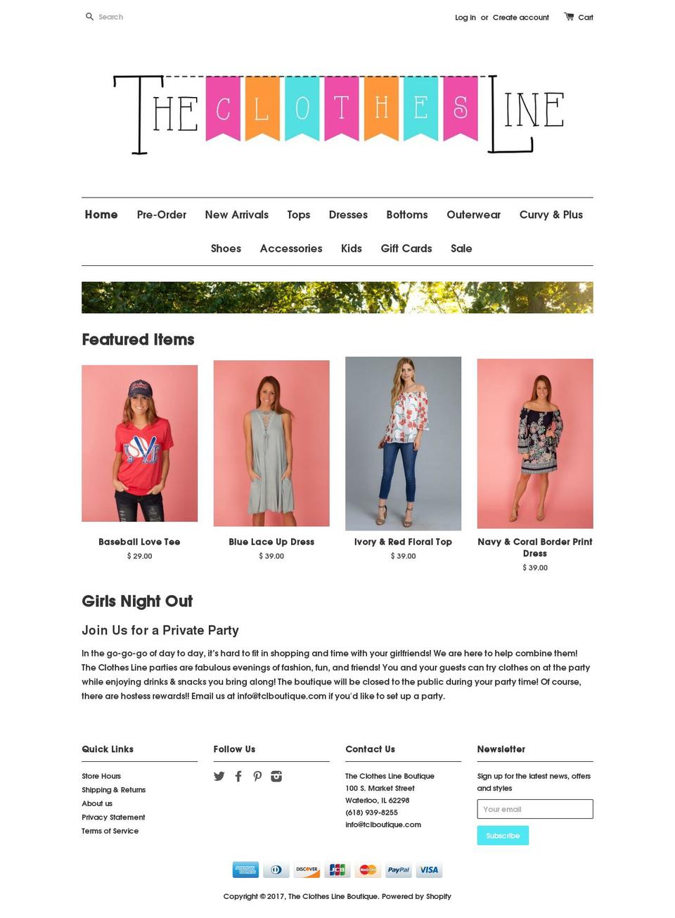 tclboutique.com shopify website screenshot
