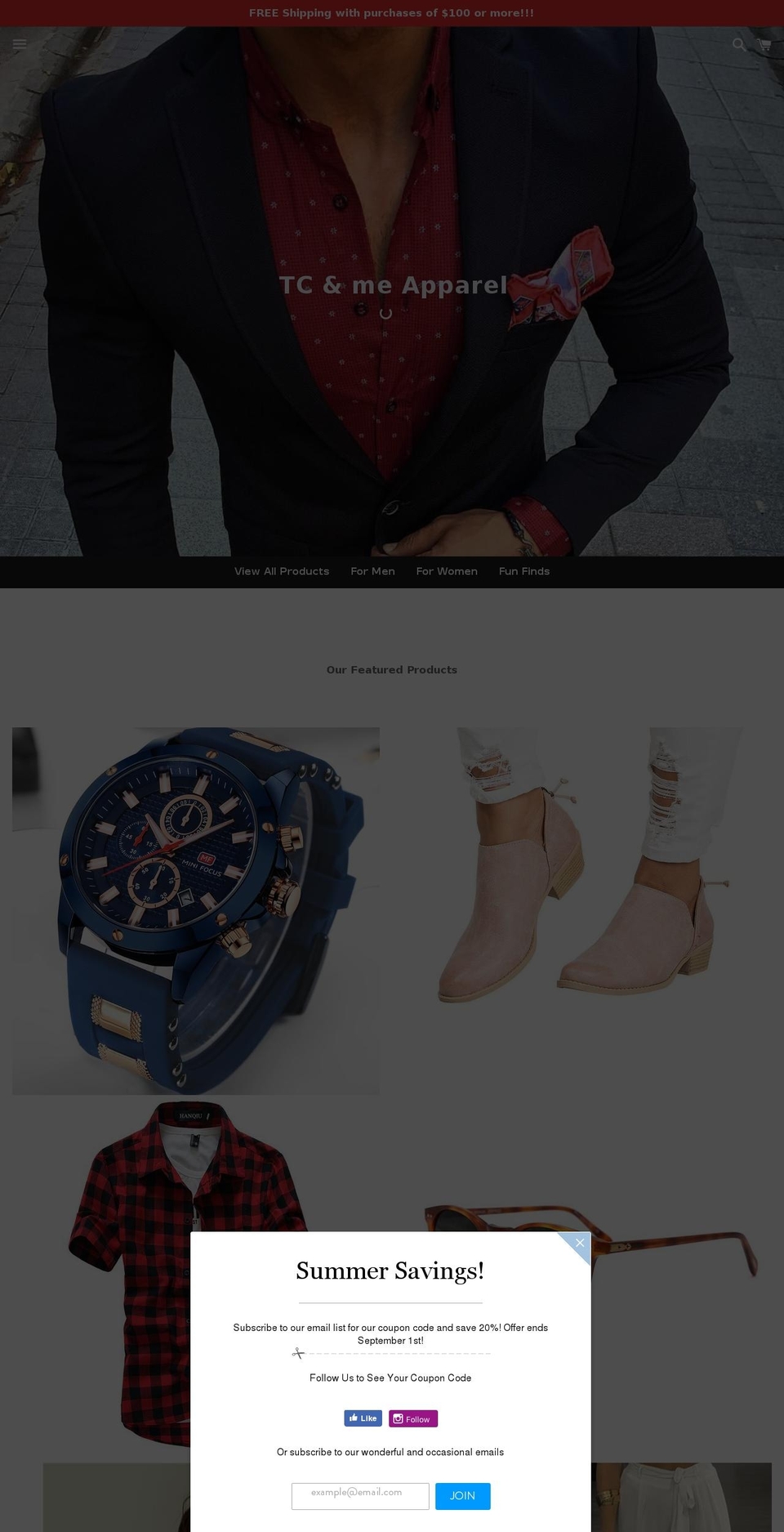 tcmeapparel.com — Shopify storefront screenshot