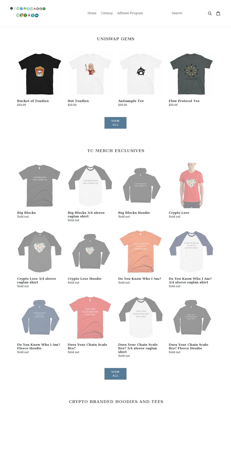 tcmerch.io shopify website screenshot