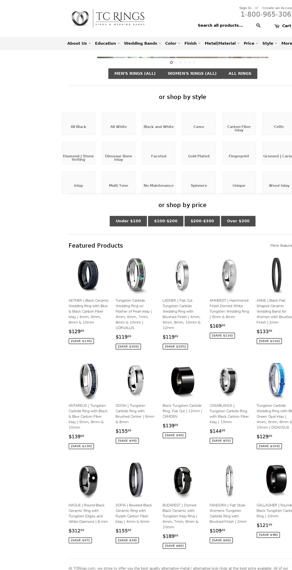 tcrings.net shopify website screenshot