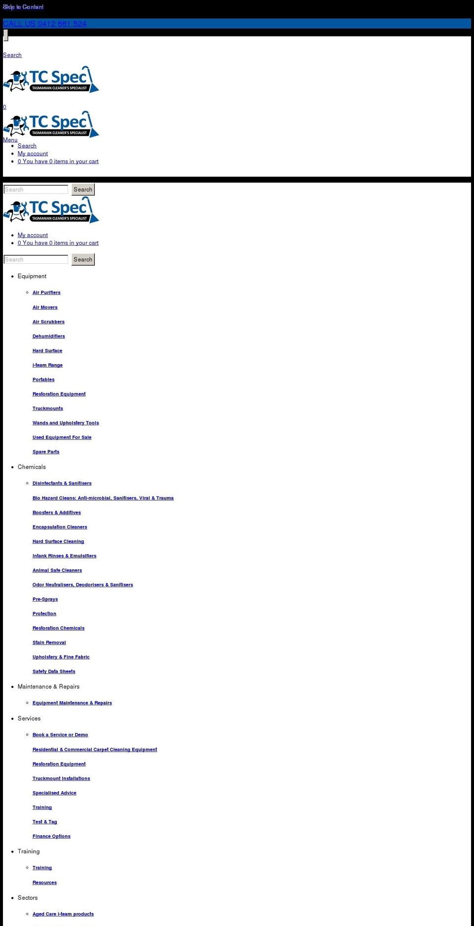 tcspec.com.au shopify website screenshot