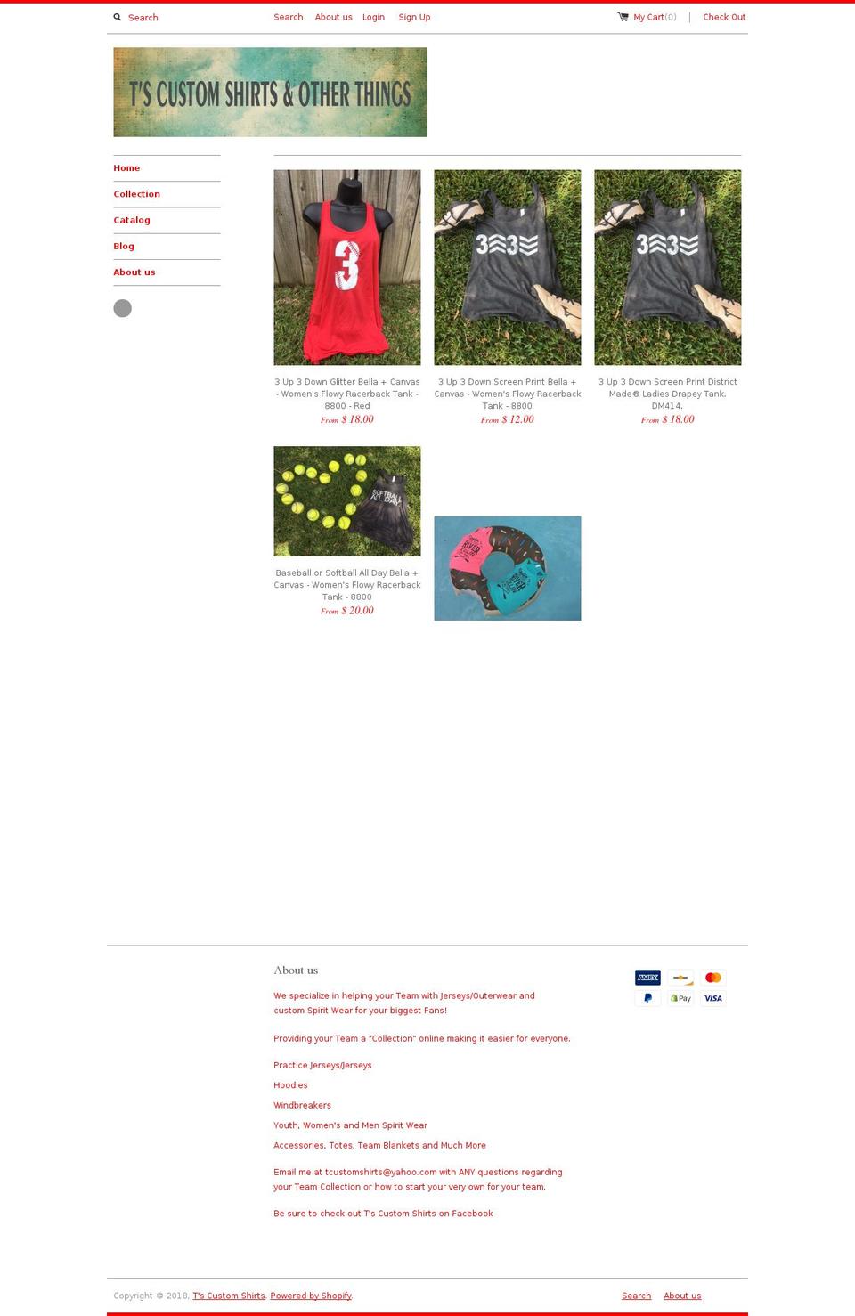 tcustomshirts.com shopify website screenshot