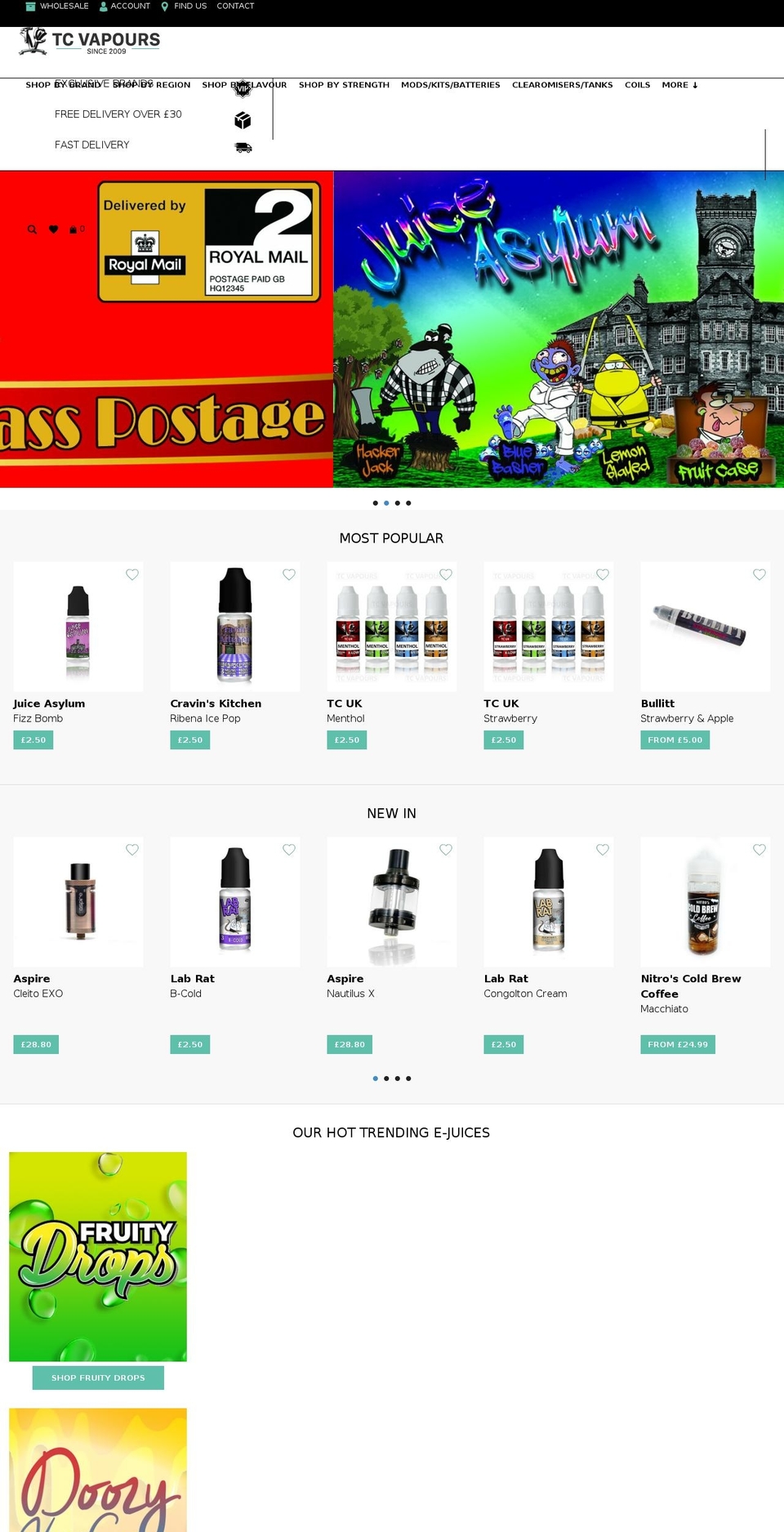 tcvapours.com — Shopify storefront screenshot