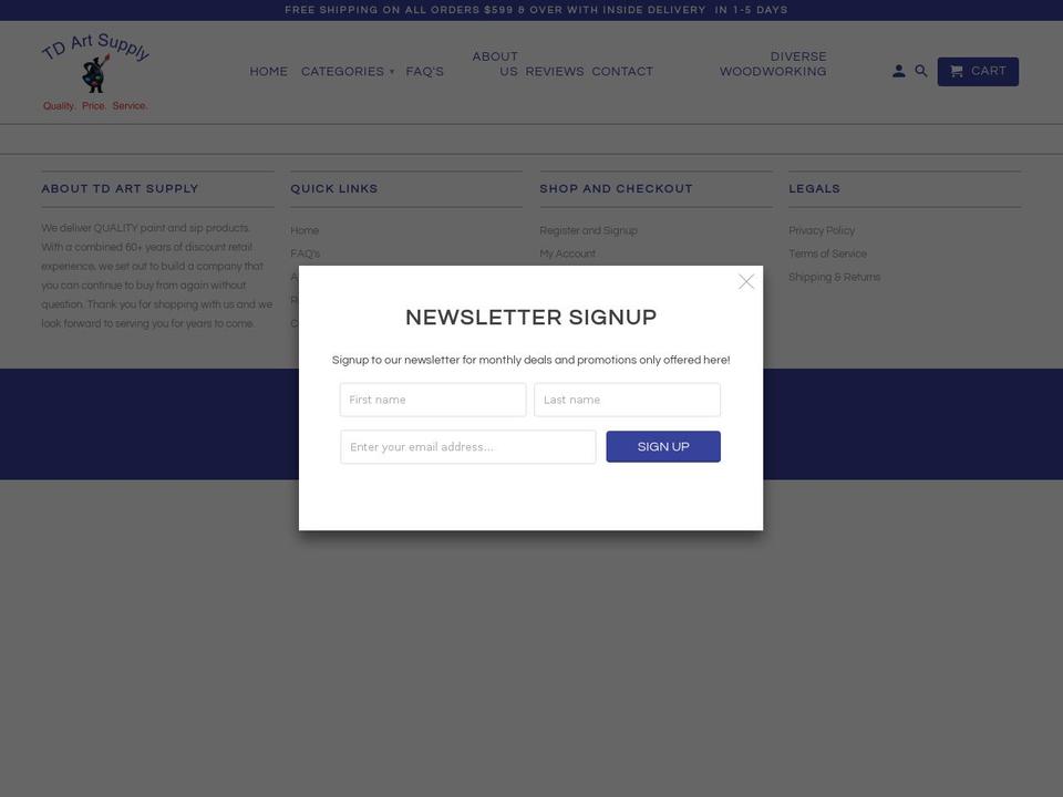 tdartsupply.com — Shopify storefront screenshot