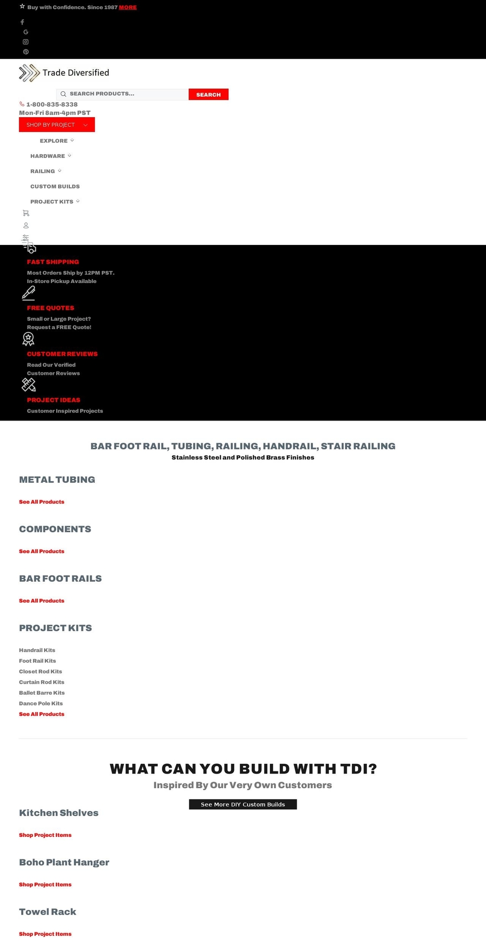 tdibrass.com — Shopify storefront screenshot