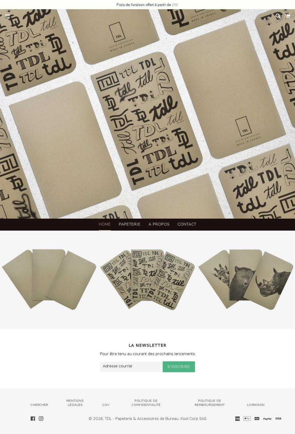 tdl-stationery.com — Shopify storefront screenshot