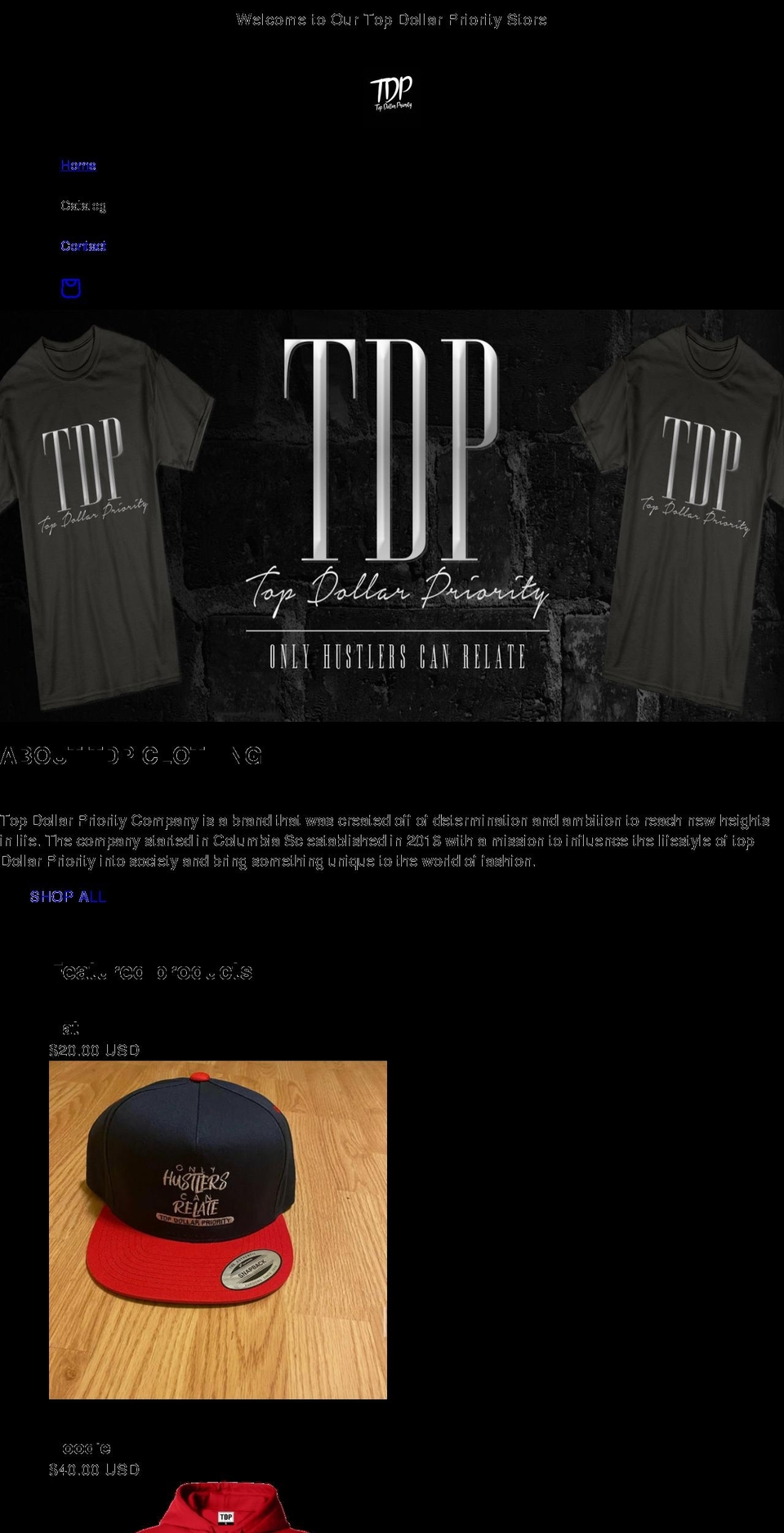 tdpclothingcompany.org shopify website screenshot