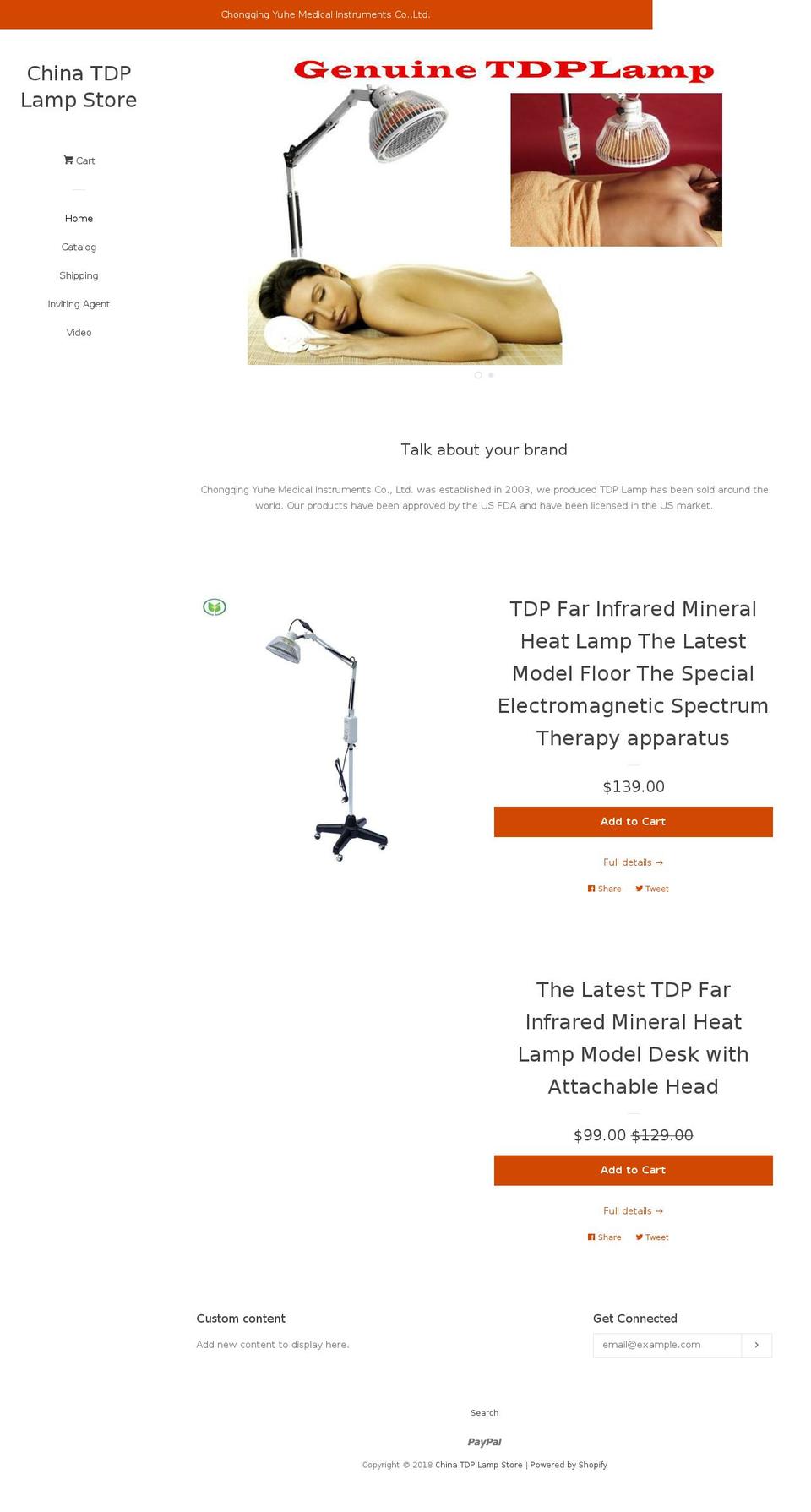 tdpheatlamp.com — Shopify storefront screenshot