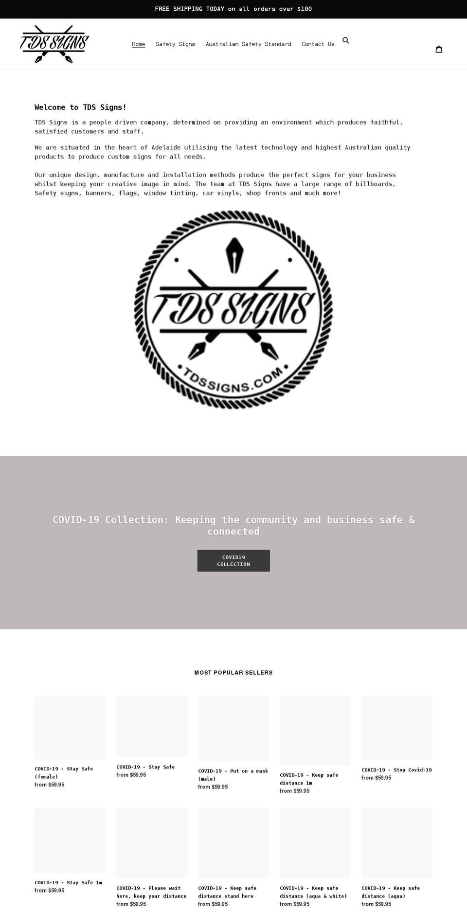 tdssigns.com shopify website screenshot