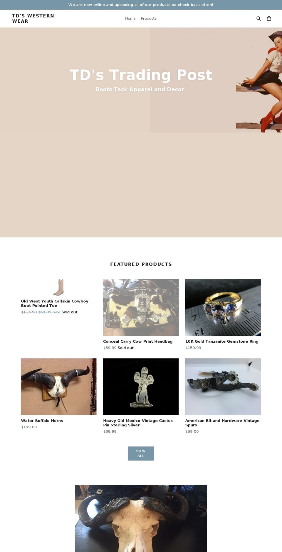 tdswesternwear.com — Shopify storefront screenshot