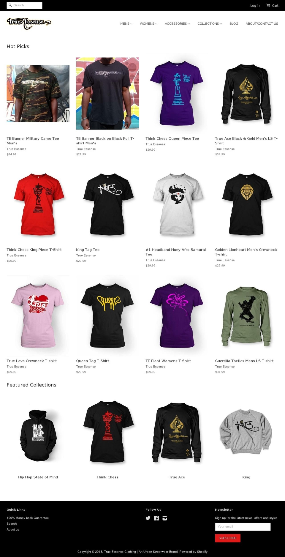 te.clothing shopify website screenshot